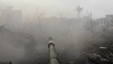 Russian Tank In Bakhmut Battlefield