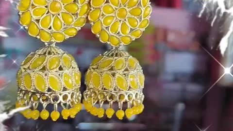 Yellow colour Jhumka design Earring