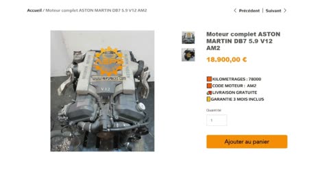 AEPSPIECES.COM - Moteur complet ASTON MARTIN DB7 5.9 V12 AM2