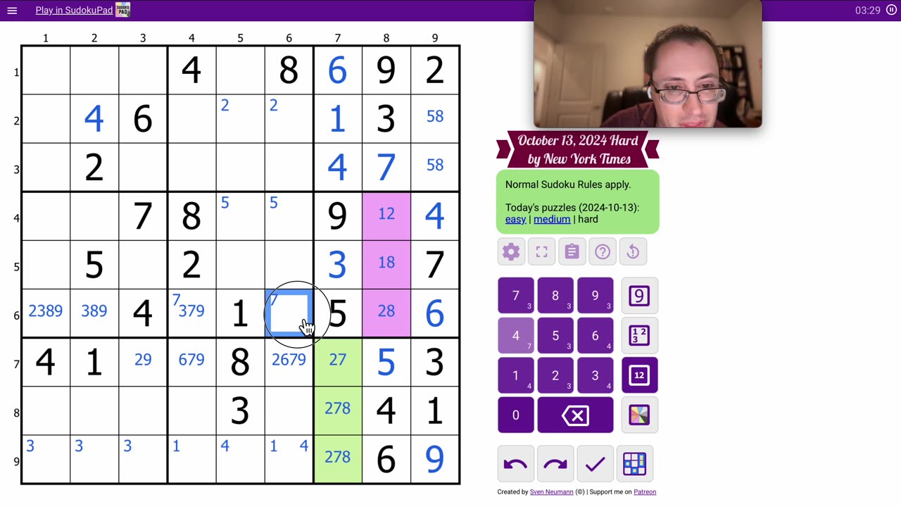 Sudoku 2024 10 13 hard - about ten minutes