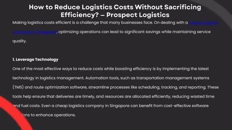How to Reduce Logistics Costs Without Sacrificing Efficiency? — Prospect Logistics