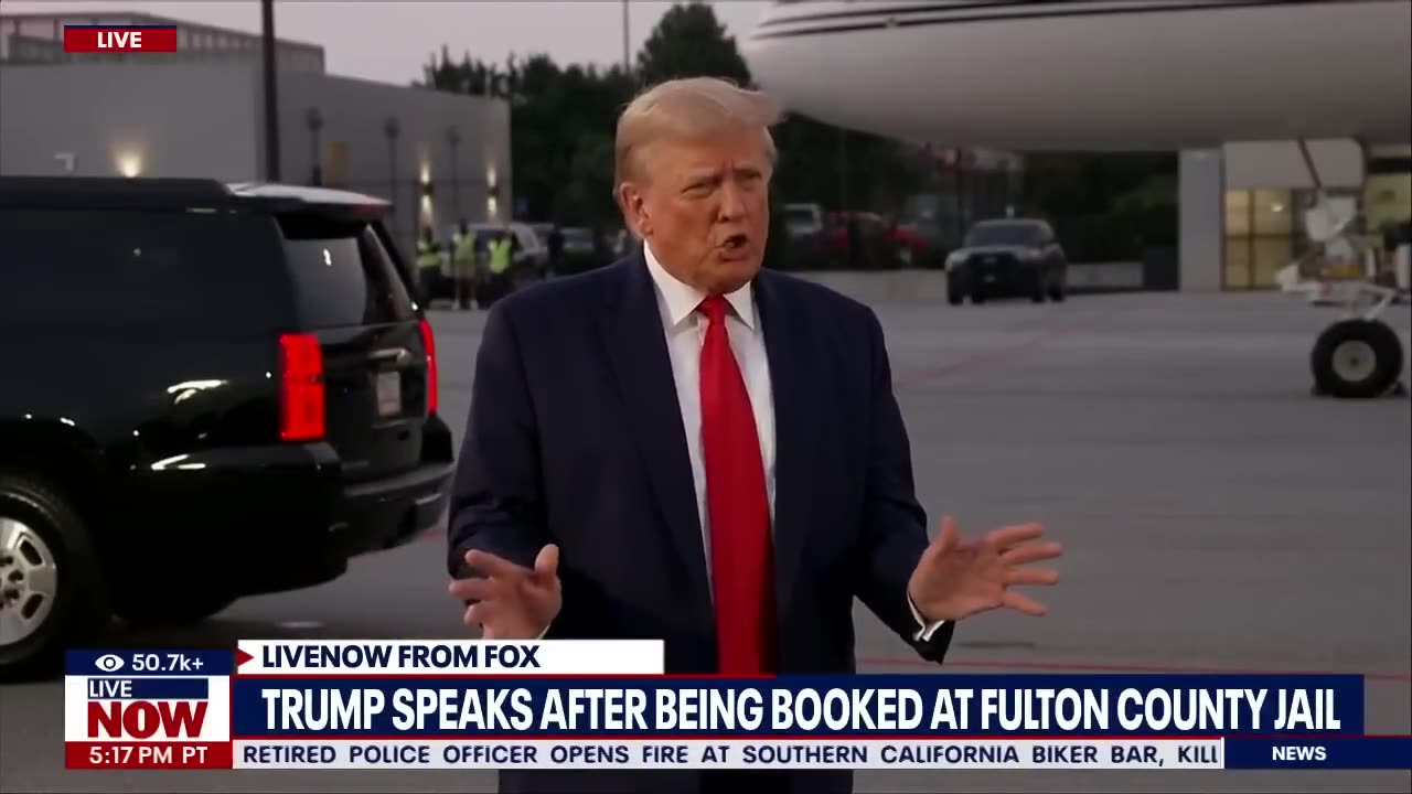 Trump speaks after being booked at Fulton County Jail | LiveNOW from FOX