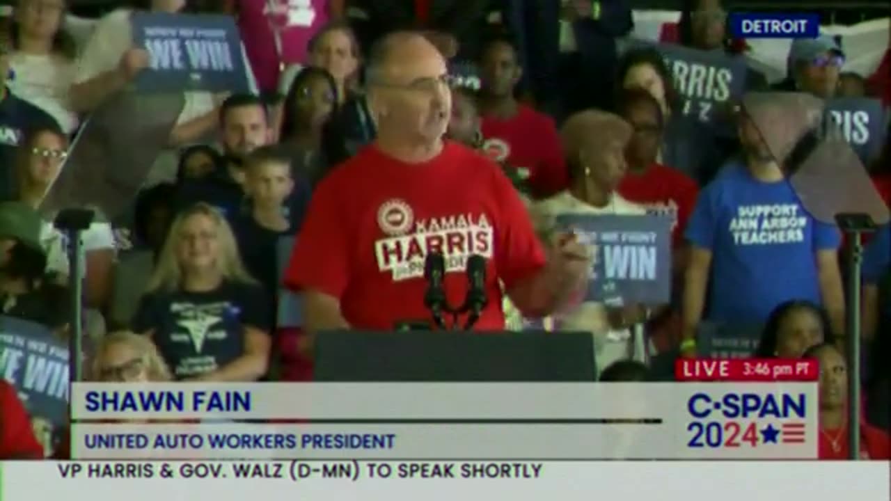 "Donald Trump is a Scab!": UAW President Shawn Fain Rallies for Kamala Harris