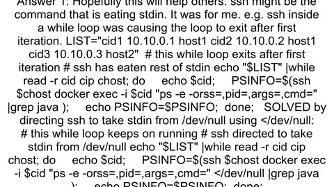 bash while loop breaks after the first line