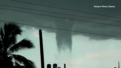 Rare tornado-like waterspout churns near Cuba