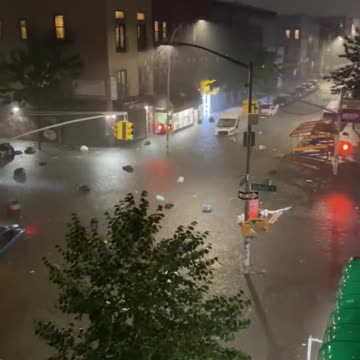 Knickerbocker Avenue in Brooklyn New York City flooding 9-1-2021