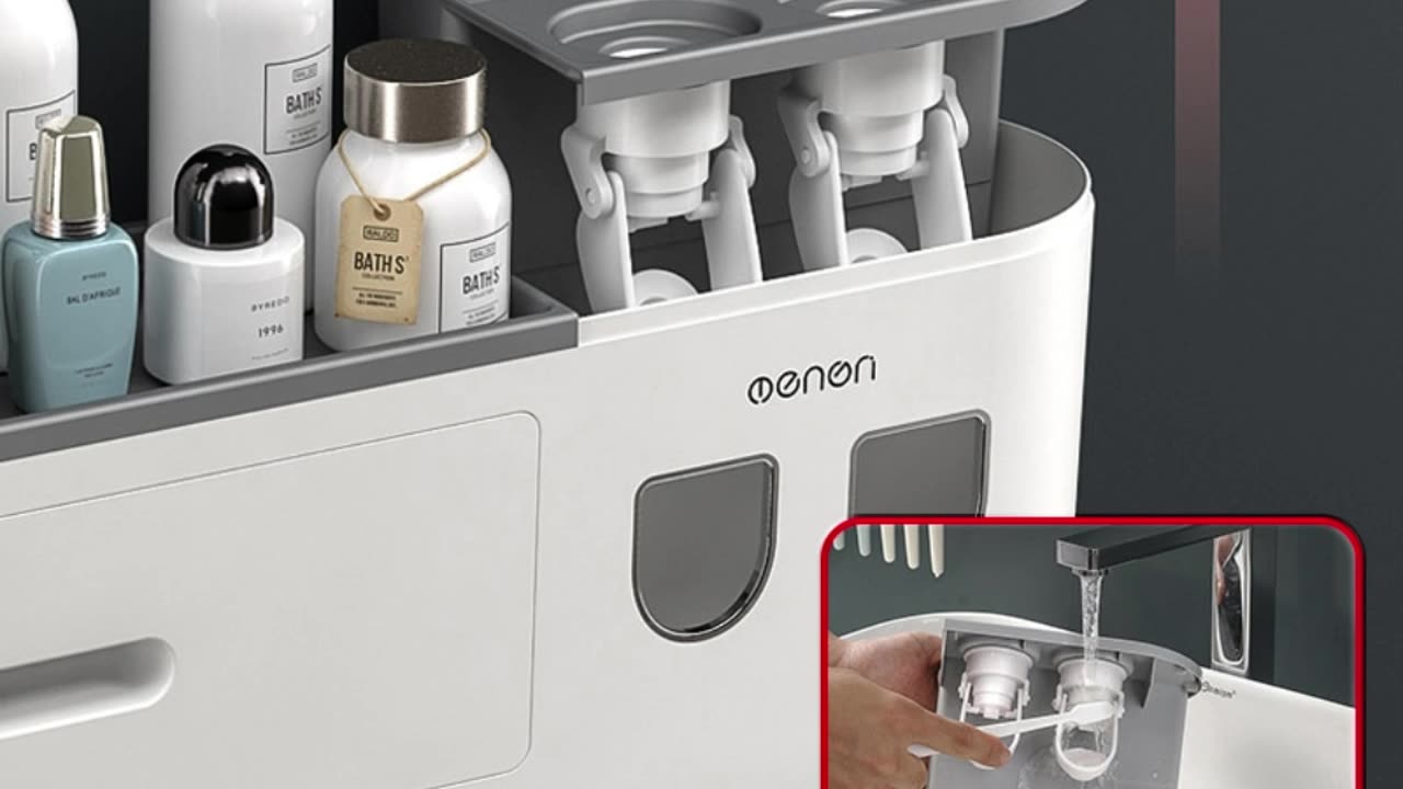 Magnetic Toothbrush Holder and Toothpaste Dispenser