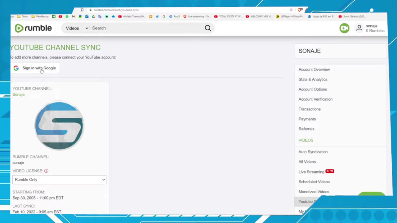 How to sync YouTube Channel on Rumble video Platform