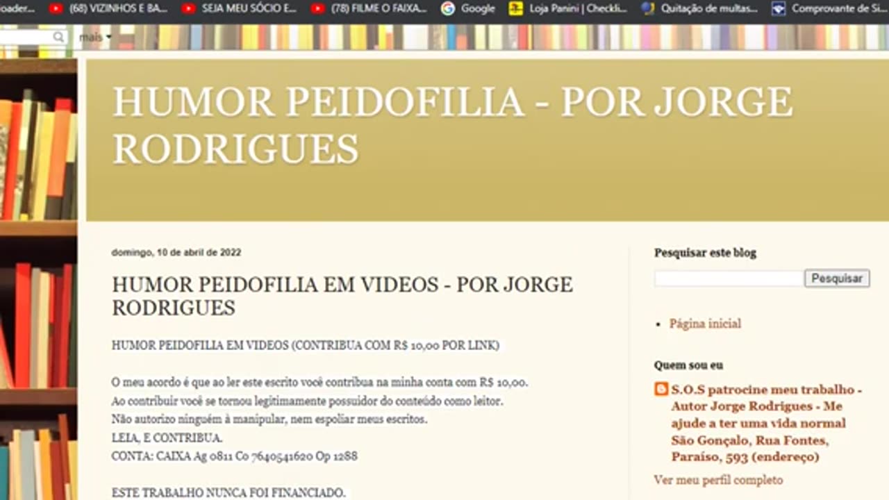 BLOG HUMOR PEIDOFILIA EM VIDEOS, E ESCRITOS