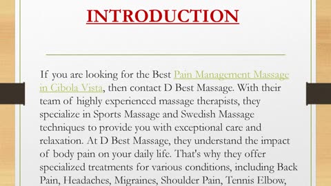 Best Pain Management Massage in Cibola Vista