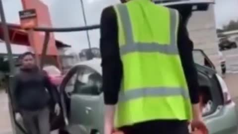 Man loads up car with bricks