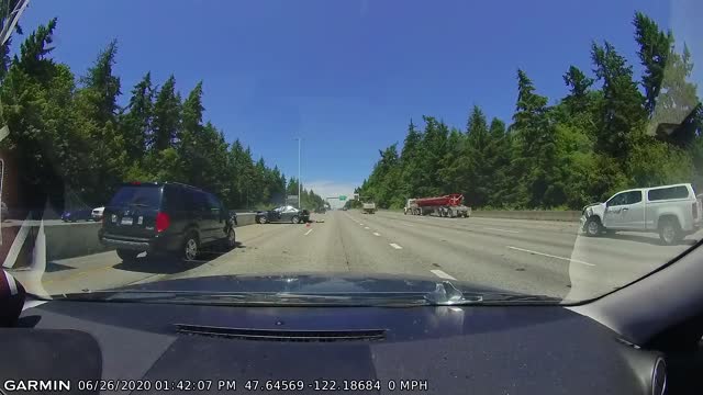 Rear Ended Sedan Collides With Two Other Cars and Wall