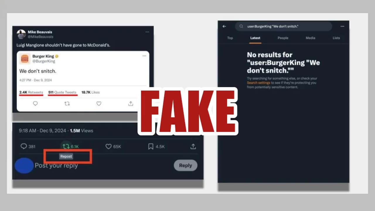 Fact Check: Burger King Did NOT Post 'We Don't Snitch' After Luigi Mangione's Arrest At A McDonald's