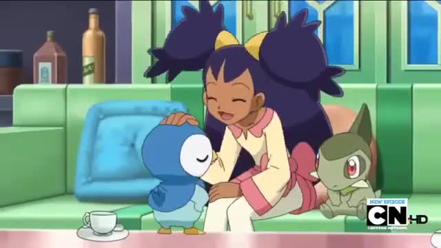 Best Wishes: Iris squishes Piplup’s cheeks