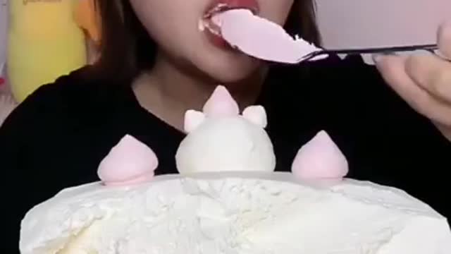 ASMR Eating Full Cream Cake 🍰 / Crepe Cake 🍰