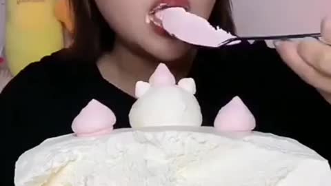 ASMR Eating Full Cream Cake 🍰 / Crepe Cake 🍰