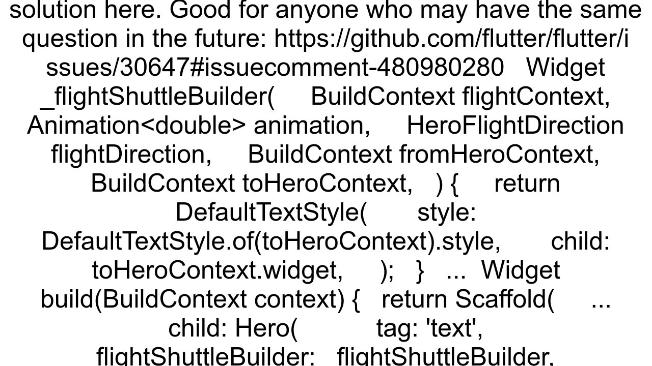 Text loses style during hero animation in Flutter