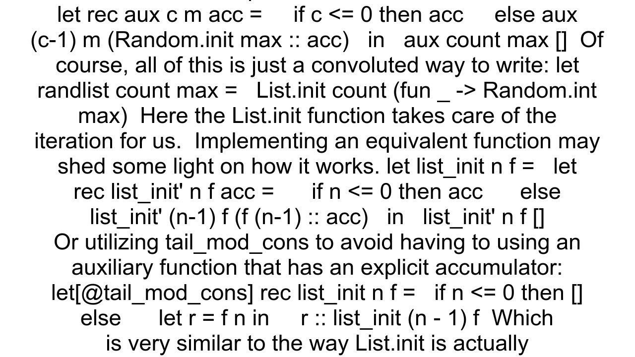 What is wrong with this code for creating lists in OCaml