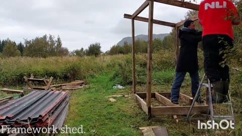 Building a shed from used materials.