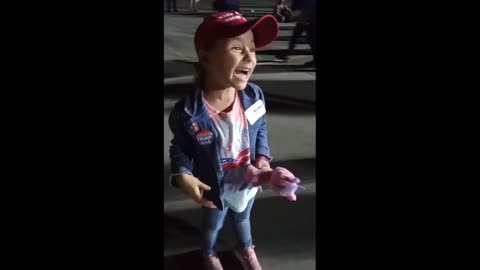 Bella from behind the crowd at NC Trump rally, expressing support for her hero Donald J Trump