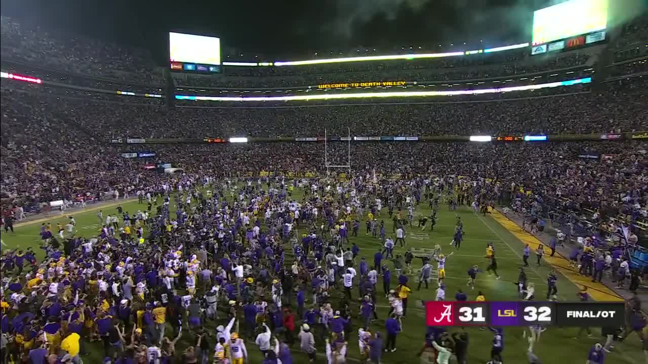 LSU fans storm the field after beating Alabama in overtime | ESPN College Football