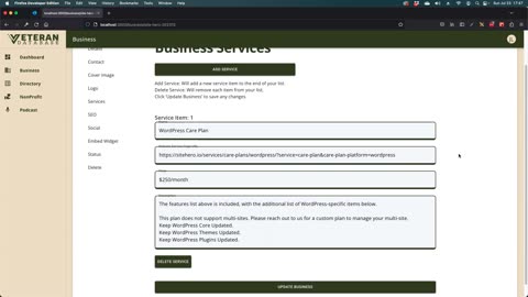 VeteranDB Portal Release Notes v0.9.0 - Business Services