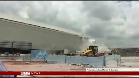 DRAMATIC FOOTAGE SHOWS BRAZIL CRANE COLLAPSE - BBC NEWS