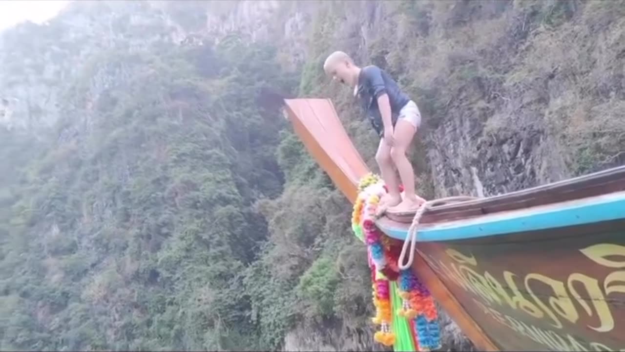 kid goes to jump off boat the this happens.