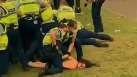 Jacinda Ardern's New Zealand Police Ripping Clothes Off Female Protester and Dragging Her By Her Hair (10 Feb 22)