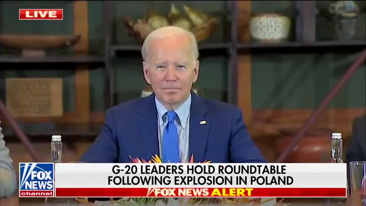 Reporter asks: "Mr. President, can you tell us what you know about the explosion in Poland?" No