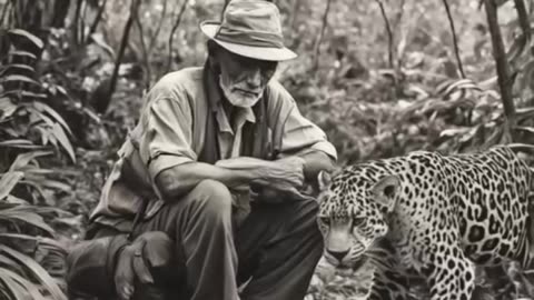 Alone old man in a jungle