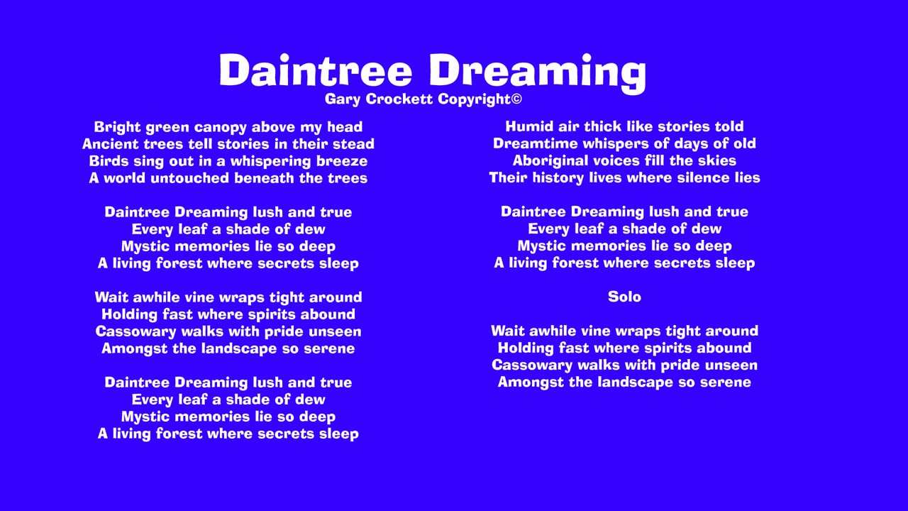 Daintree Dreaming Song