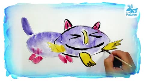 We draw funny cats for children. 5 cats. Whale.