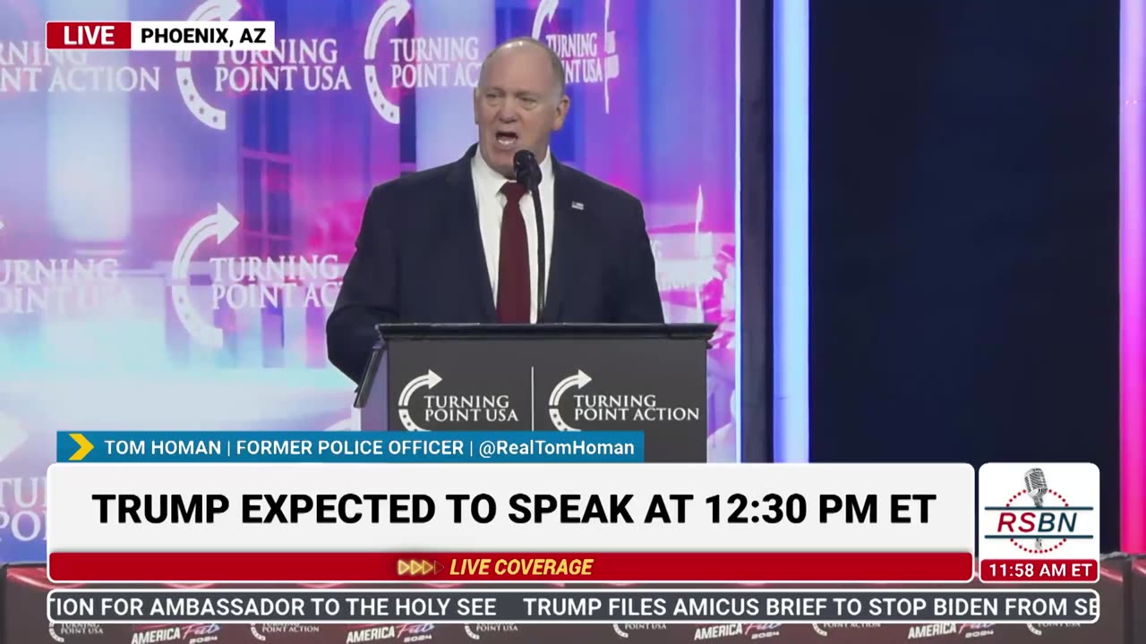 FULL SPEECH: Tom Homan TPUSA's America Fest Conference: Day Four - 12/22/24