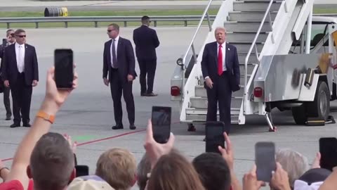 Supporters Greet Trump At Atlanta Airport Ahead Of Presidential Debate