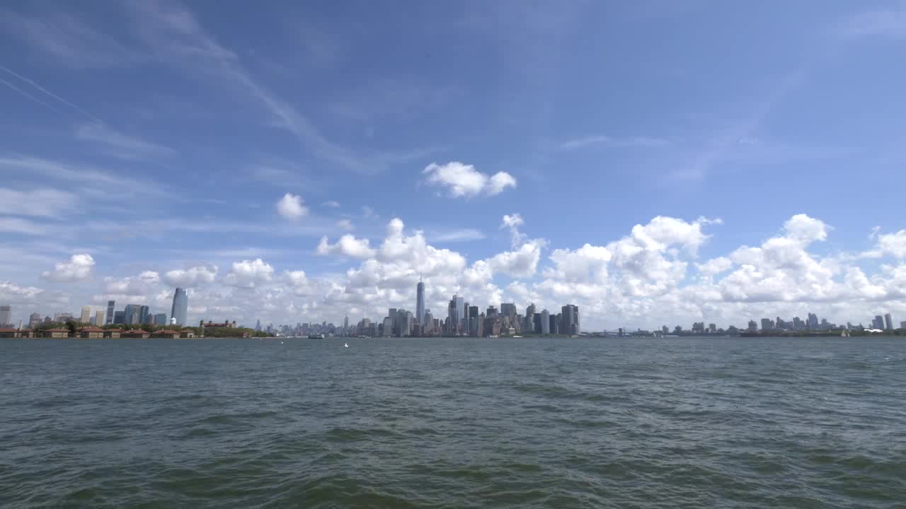 Long Shot of New York Skyline from Liberty Island