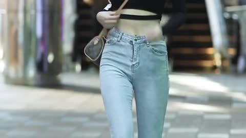 A girl walking in the street