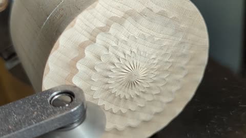 Ornamental turning on a maple box