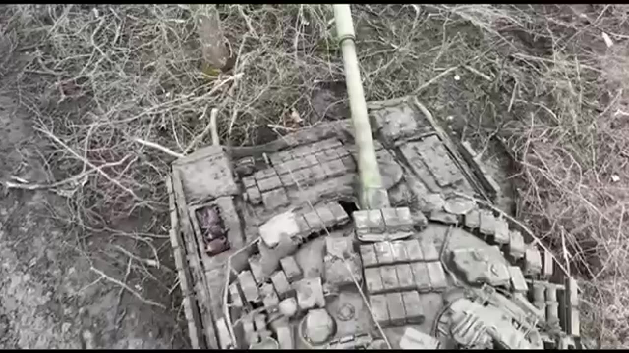 Ukrainian drones dropping various explosives on several Russian tanks