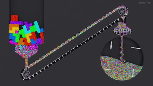 Shredding Tetris. Crusher Machine. Simulation [27]