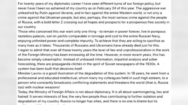 Russian UN DiplomatResigns Over Ukraine War