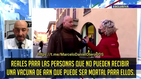 El médico italiano Giuseppe Delicati le responde a una periodista que lo persigue