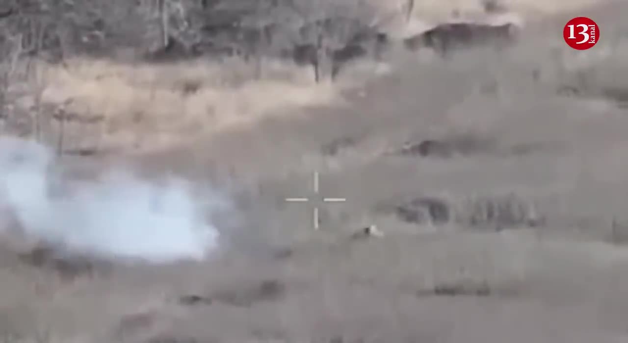 RESPONSE FROM A DRONE to Russian soldier trying to shoot drone in open area