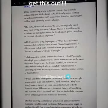 Snowden regarding HAARP assassination agenda.