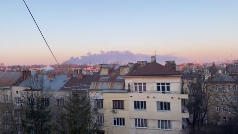 The Lviv Airport being bombed this morning in Lviv, Western Ukraine per local journalists