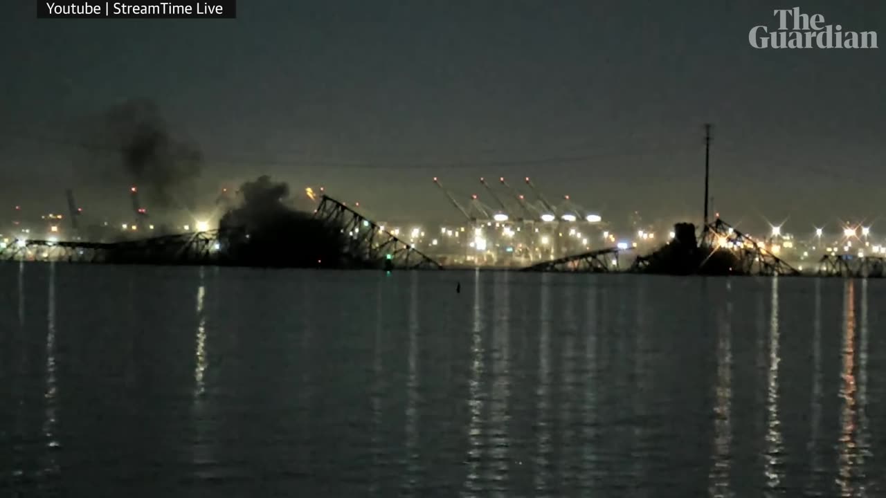 Moment bridge collapses in Baltimore after cargo ship collision