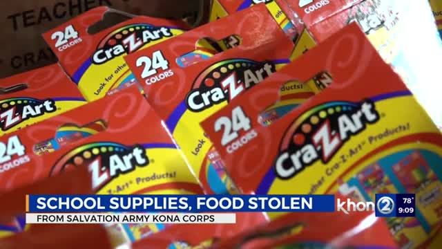 Back to school supplies stolen from Salvation Army in Kona