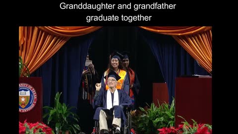 University of Texas student pushes her 87-year-old grandfather across stage to receive diplomas