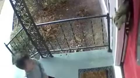 Lil bro throws his hoodie to block the door being shut