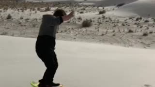 Cavan at white sands - he thinks he's going to be cool .. and then !